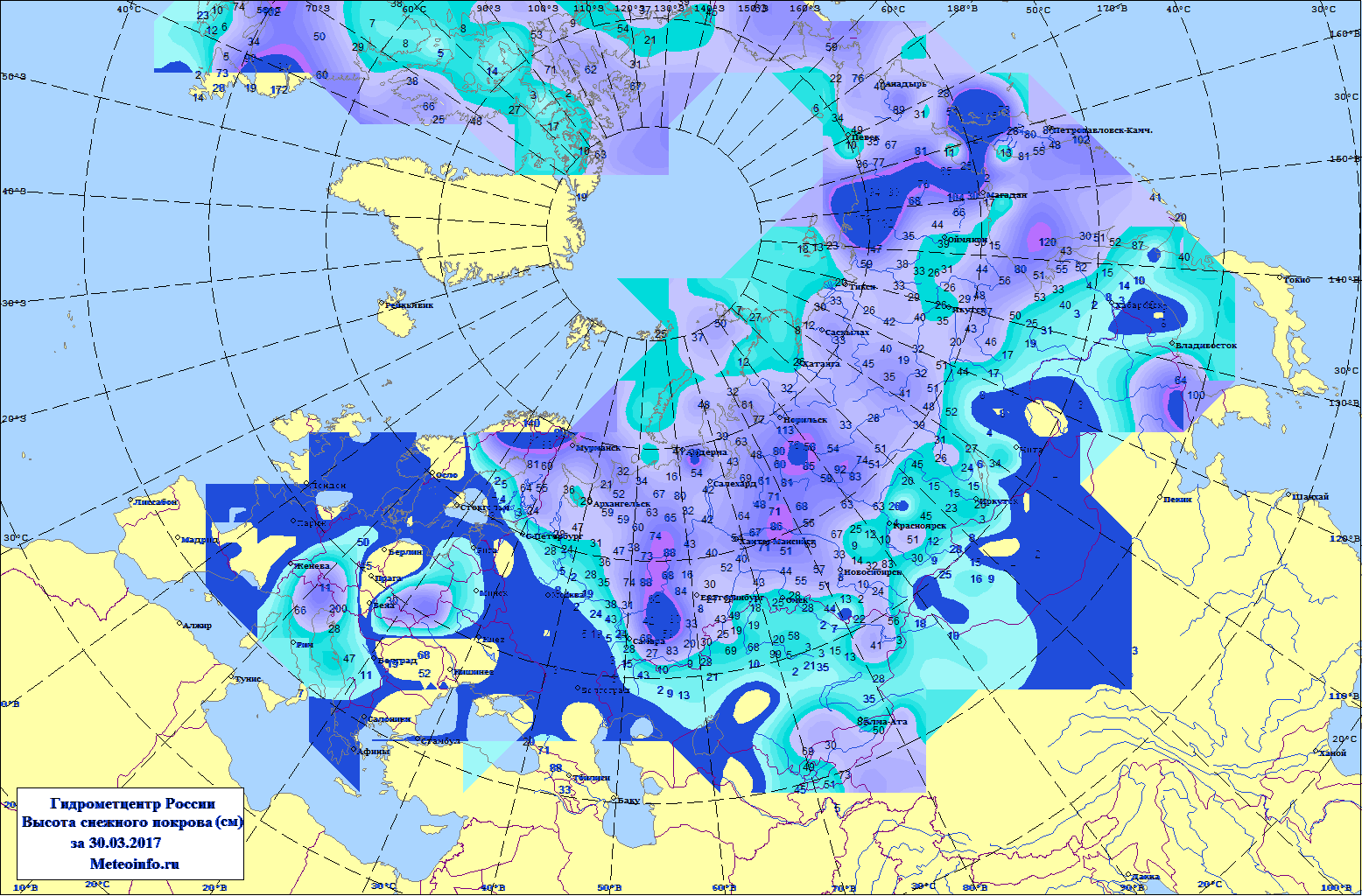 Гидрометцентр России карта снежного Покрова