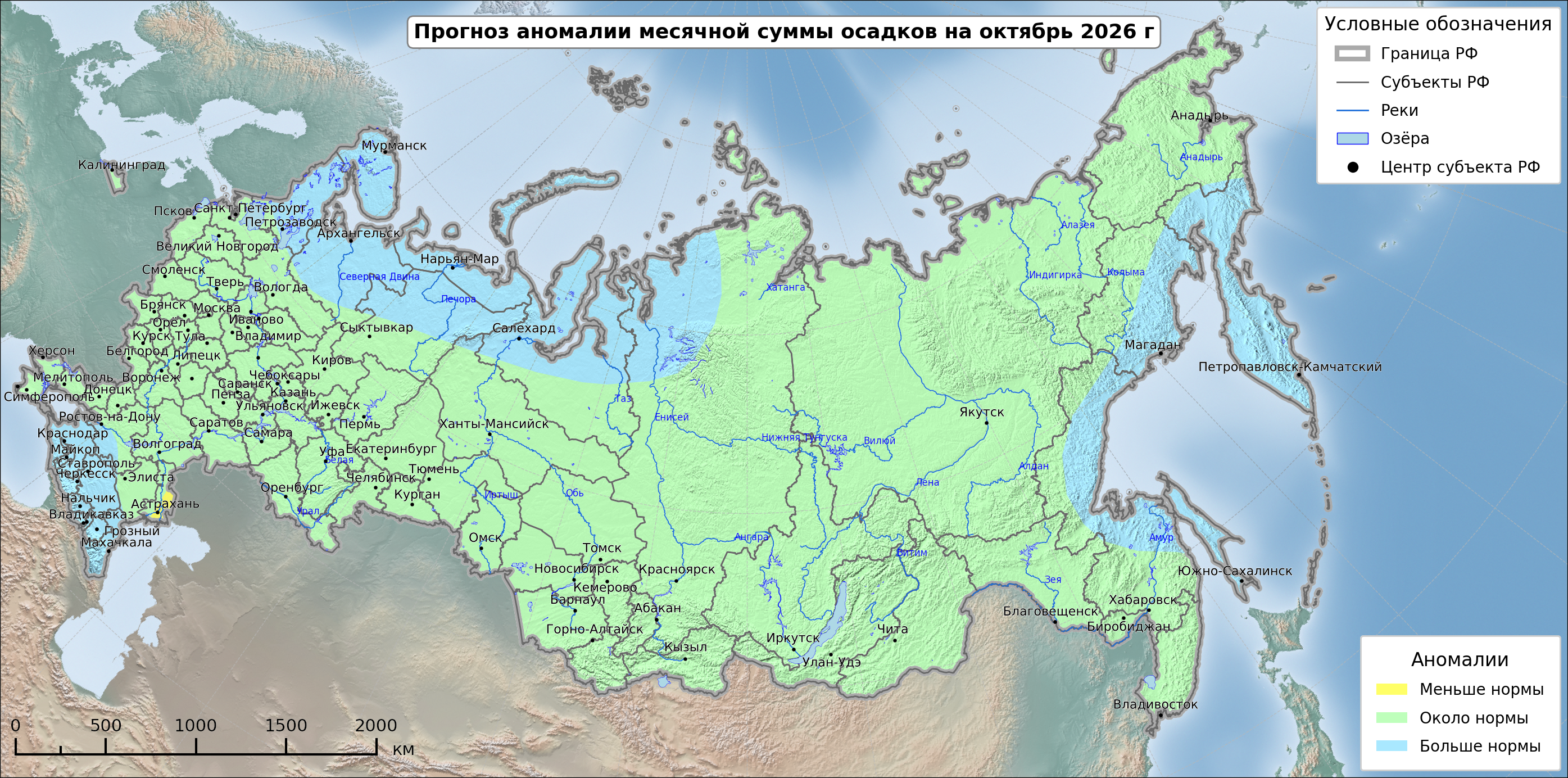 Прогноз ежемесячного количества осадков