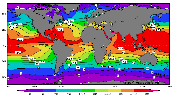 Среднегодовая температура воды. Термический режим мирового океана. Тепловой режим мирового океана. Карта температуры вод мирового океана. Карта температур океанов.