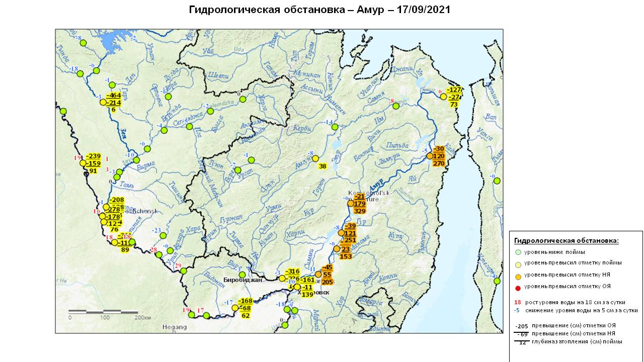 Гидрологическая карта среднего амура